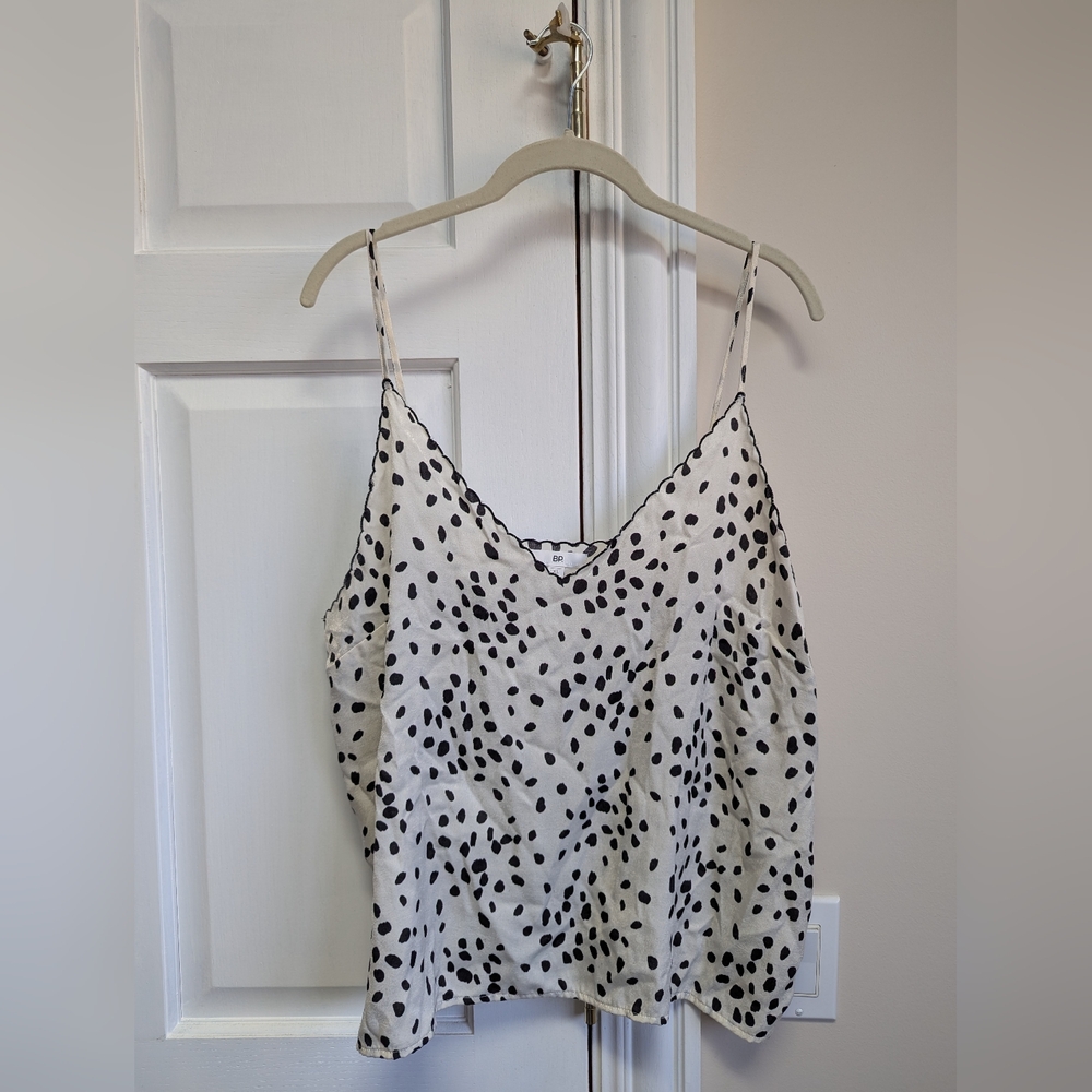 bp Black and White Camisole Top with Spotted Pattern